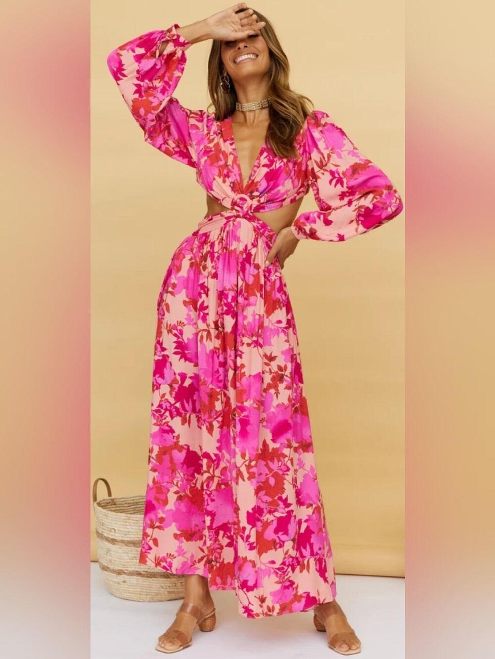 NWOT! Fall Floral Boho Rayon All About May Anthro Women's Cutout Midi Dress XS/2